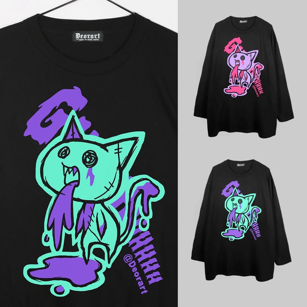 DRTP017 オーバーサイズ・プリント ロンT [ リバースネコチャン