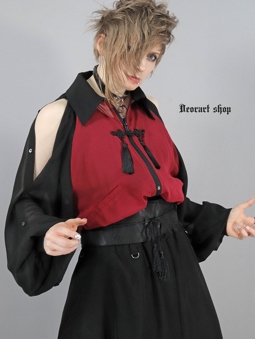 Deorart,ディオラート,通販,ブランド,地雷系,中華風,ネオチャイナ,和風,サイバー,原宿系,ジャージ,シアー,メンズ,レディス,大人,スリット,肩出し,セクシー,透け,V系,goth china,,emo,punk,rock,harajyuku,ゴシック,モード,ファッション,服,