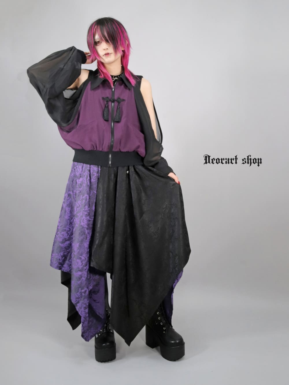 Deorart,ディオラート,通販,ブランド,地雷系,中華風,ネオチャイナ,和風,サイバー,原宿系,ジャージ,シアー,メンズ,レディス,大人,スリット,肩出し,セクシー,透け,V系,goth china,,emo,punk,rock,harajyuku,ゴシック,モード,ファッション,服,