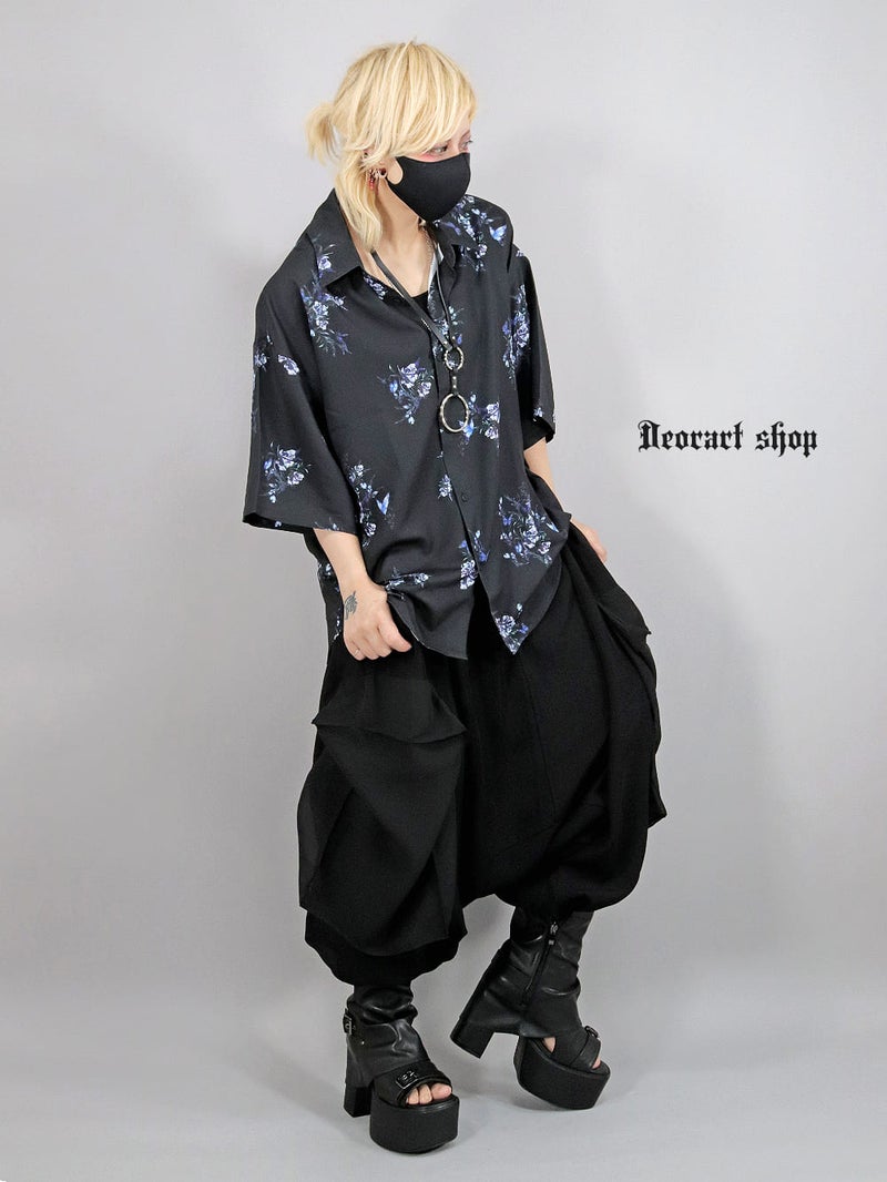 Deorart,ディオラート,薔薇,蝶,ローズ,モード,個性派,総柄シャツ,V系シャツ,パーティ,ドレスアップ,オーバーサイズ,メンズ,レディス,おしゃれ,カッコイイ,地雷系,ホスト,ライブ衣装,通販