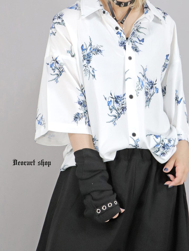 Deorart,ディオラート,薔薇,蝶,ローズ,モード,個性派,総柄シャツ,V系シャツ,パーティ,ドレスアップ,オーバーサイズ,メンズ,レディス,おしゃれ,カッコイイ,地雷系,ホスト,ライブ衣装,通販