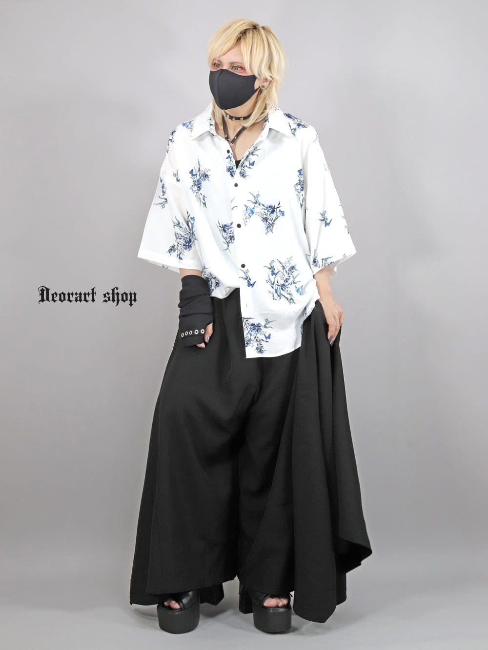 Deorart,ディオラート,薔薇,蝶,ローズ,モード,個性派,総柄シャツ,V系シャツ,パーティ,ドレスアップ,オーバーサイズ,メンズ,レディス,おしゃれ,カッコイイ,地雷系,ホスト,ライブ衣装,通販