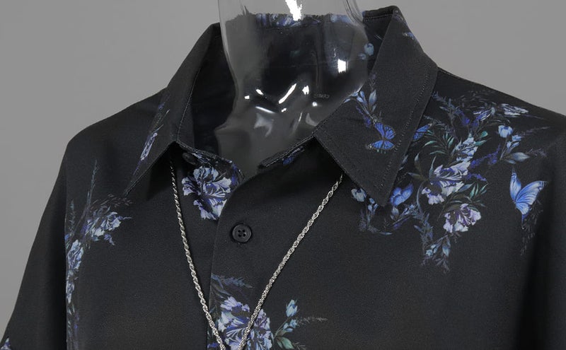 Deorart,ディオラート,薔薇,蝶,ローズ,モード,個性派,総柄シャツ,V系シャツ,パーティ,ドレスアップ,オーバーサイズ,メンズ,レディス,おしゃれ,カッコイイ,地雷系,ホスト,ライブ衣装,通販