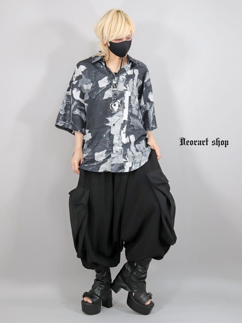Deorart,ディオラート,グランジ,モノトーン,モード,個性派,総柄シャツ,V系シャツ,パーティ,ドレスアップ,オーバーサイズ,メンズ,レディス,おしゃれ,カッコイイ,地雷系,ホスト,ライブ衣装,通販