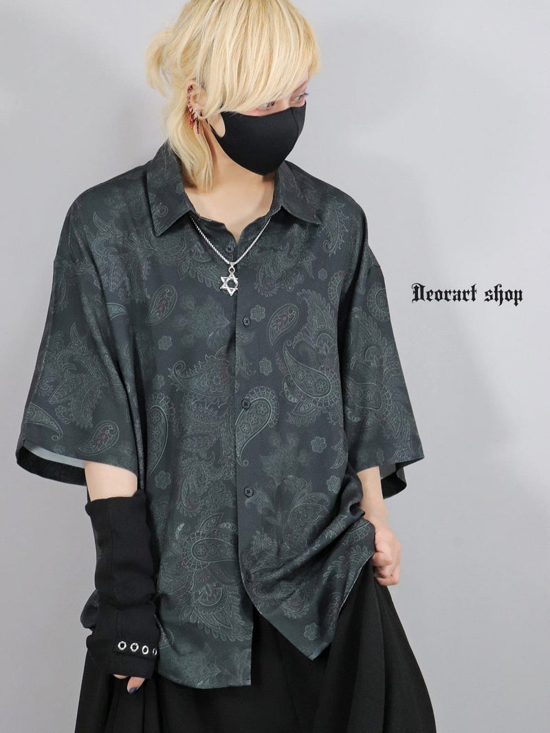 Deorart,ディオラート,ペイズリー,モノトーン,モード,個性派,総柄シャツ,V系シャツ,パーティ,ドレスアップ,オーバーサイズ,メンズ,レディス,おしゃれ,カッコイイ,地雷系,ホスト,ライブ衣装,通販