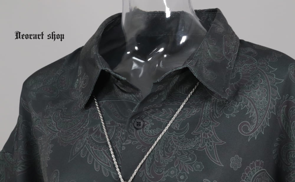 Deorart,ディオラート,ペイズリー,モノトーン,モード,個性派,総柄シャツ,V系シャツ,パーティ,ドレスアップ,オーバーサイズ,メンズ,レディス,おしゃれ,カッコイイ,地雷系,ホスト,ライブ衣装,通販