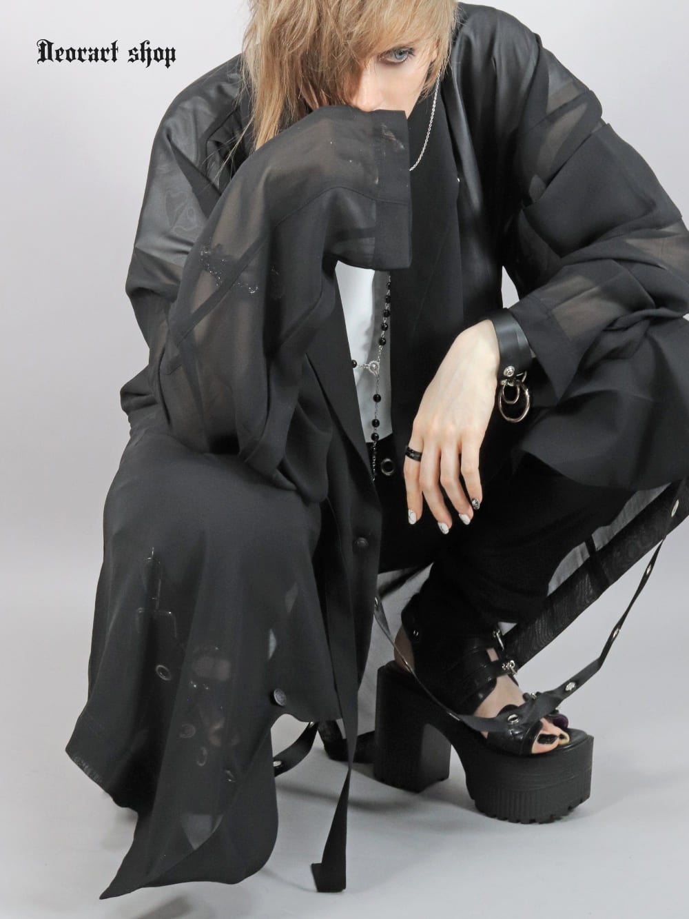 Deorart,ディオラート,モード,ゴシック,ファッション,シアー,透け感,ジャケット,テーラード,ライトアウター,黒,ブラック,V系,ヴィジュアル系,ホスト,バンド,大人,ライブ,衣装,メンズ,レディス,通販,Vkei,anime,goth,emo,fashion,japan,kimono,Jrock