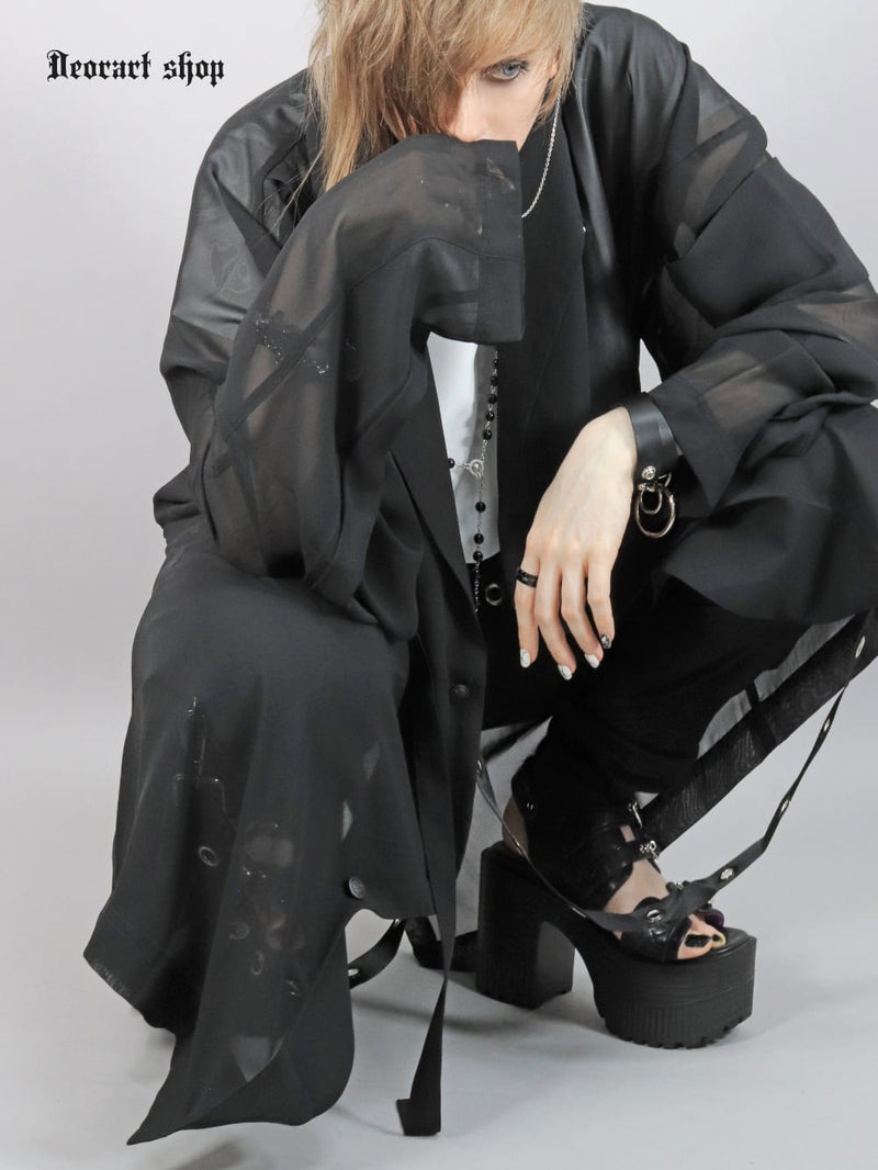 Deorart,ディオラート,モード,ゴシック,ファッション,シアー,透け感,ジャケット,テーラード,ライトアウター,黒,ブラック,V系,ヴィジュアル系,ホスト,バンド,大人,ライブ,衣装,メンズ,レディス,通販,Vkei,anime,goth,emo,fashion,japan,kimono,Jrock