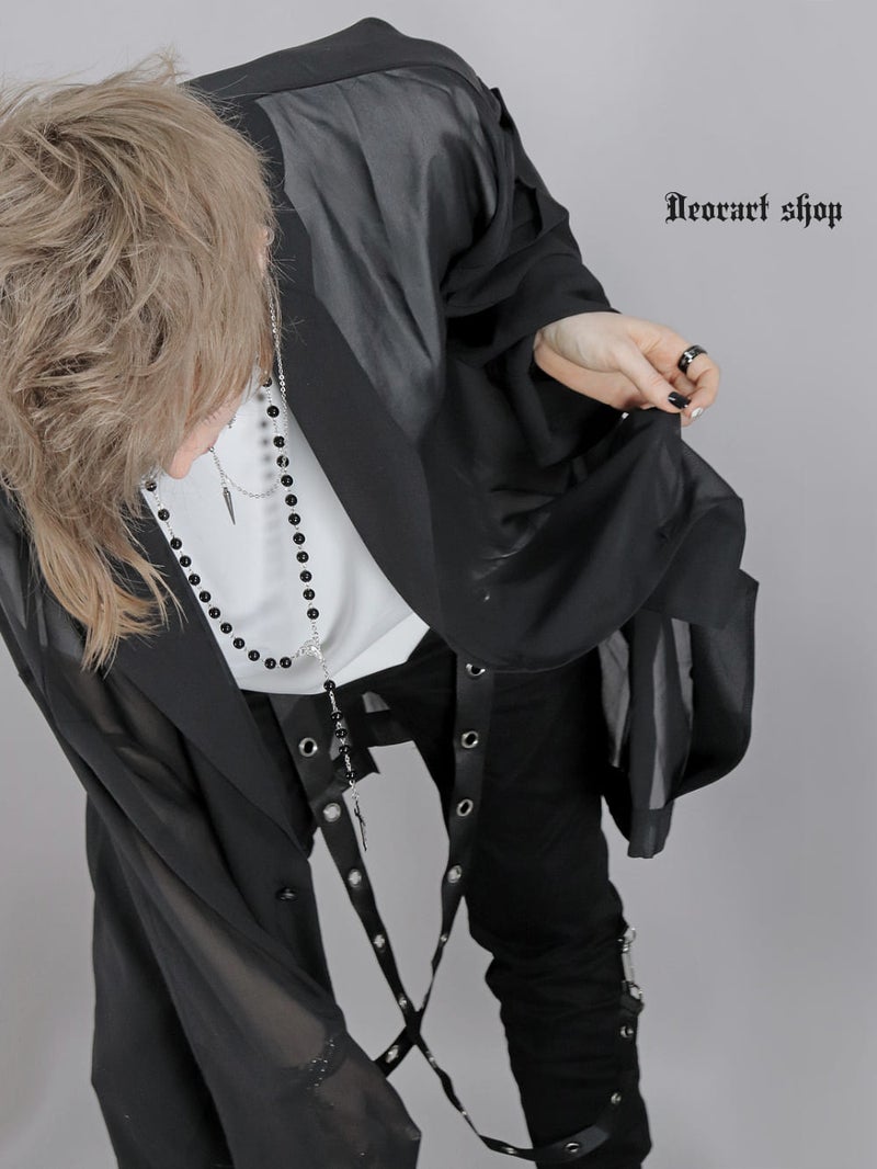 Deorart,ディオラート,モード,ゴシック,ファッション,シアー,透け感,ジャケット,テーラード,ライトアウター,黒,ブラック,V系,ヴィジュアル系,ホスト,バンド,大人,ライブ,衣装,メンズ,レディス,通販,Vkei,anime,goth,emo,fashion,japan,kimono,Jrock