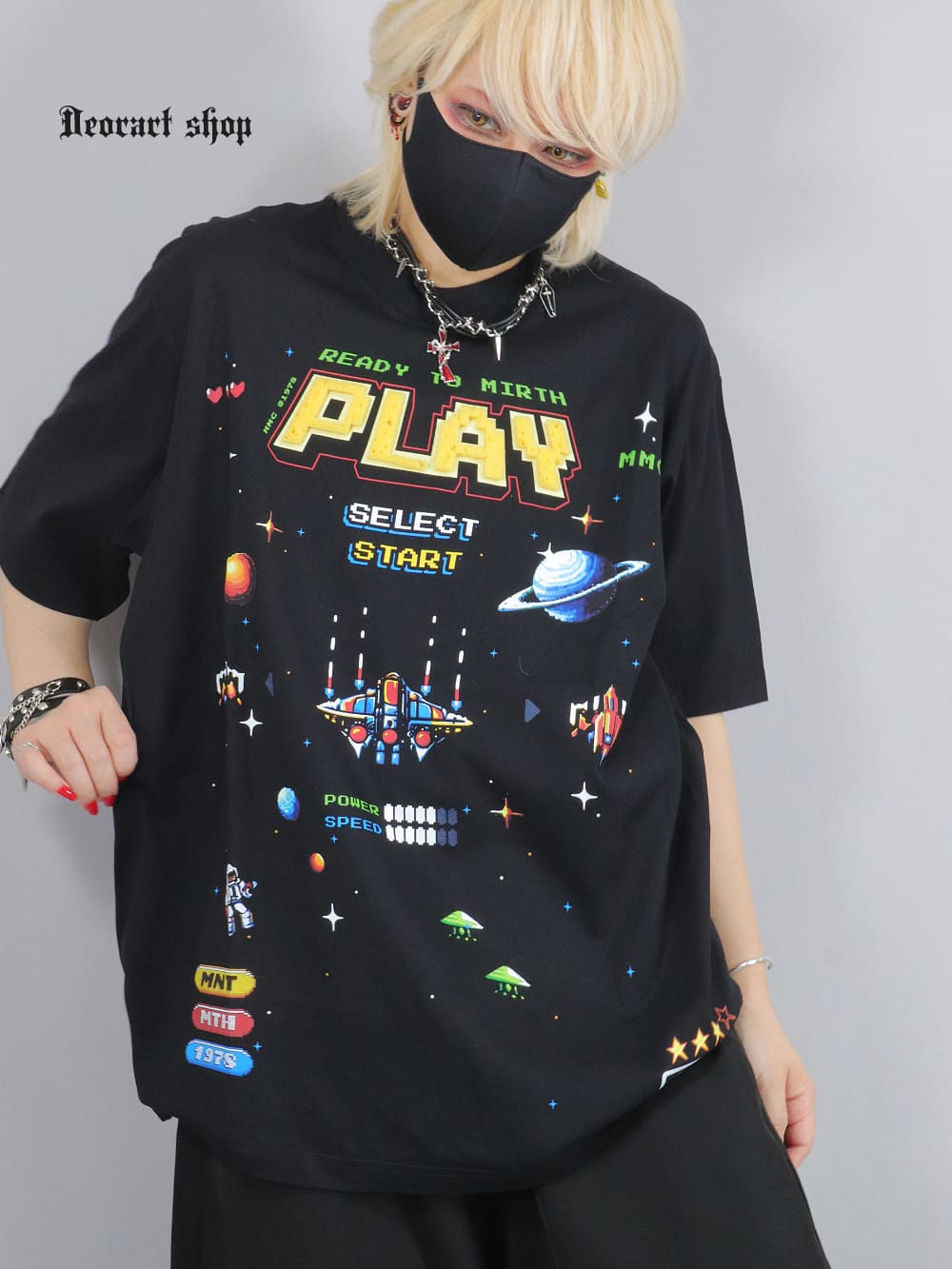 IPT012 オーバーサイズTシャツ [ Retro GAME・BLACK ] | Deorart shop