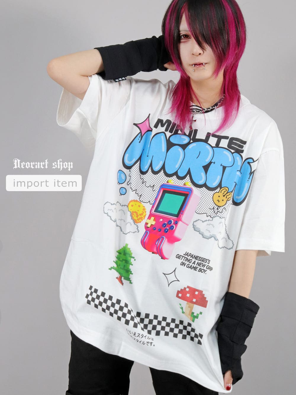 IPT014 オーバーサイズTシャツ [ Retro GAME・PINK ] | Deorart shop